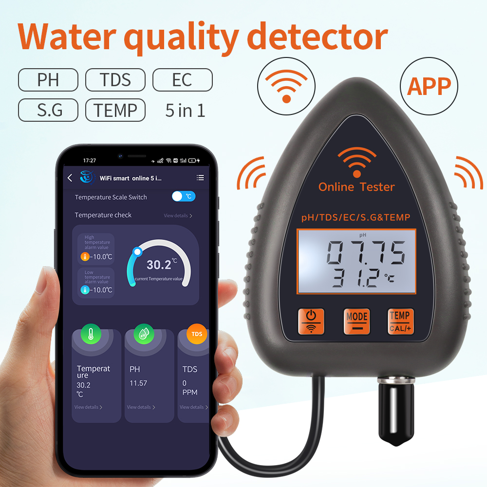 Tuya WiFi 5 en 1 TDS/EC/sel/S. - Ec Meter Digital avis et prix